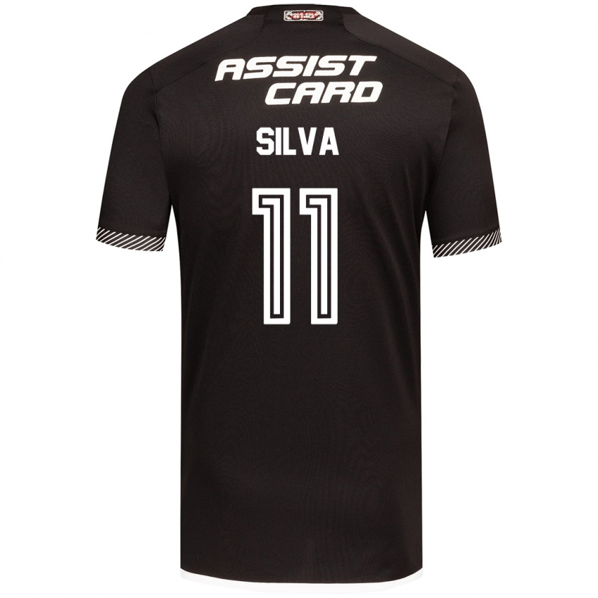 Kinder Martín Silva #11 Schwarz-Weiss Auswärtstrikot Trikot 2024/25 T-Shirt