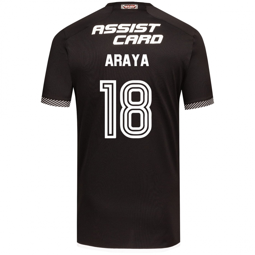 Kinder Benjamín Araya #18 Schwarz-Weiss Auswärtstrikot Trikot 2024/25 T-Shirt