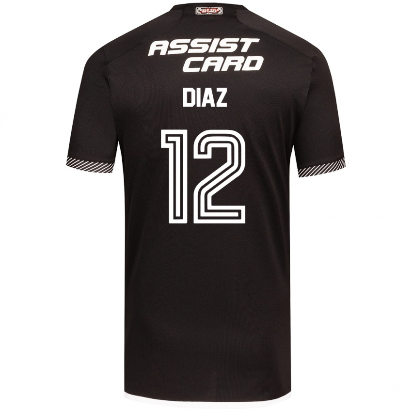 Kinder Javiera Díaz #12 Schwarz-Weiss Auswärtstrikot Trikot 2024/25 T-Shirt