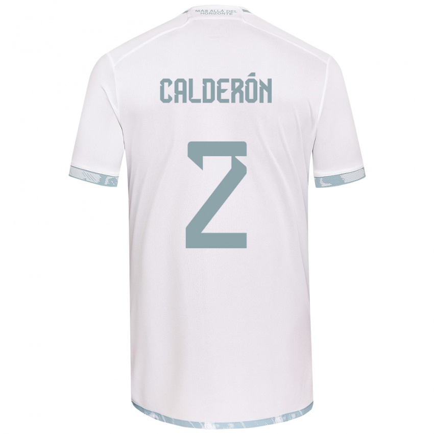 Kinder Franco Calderón #2 Weiß Grau Auswärtstrikot Trikot 2024/25 T-Shirt