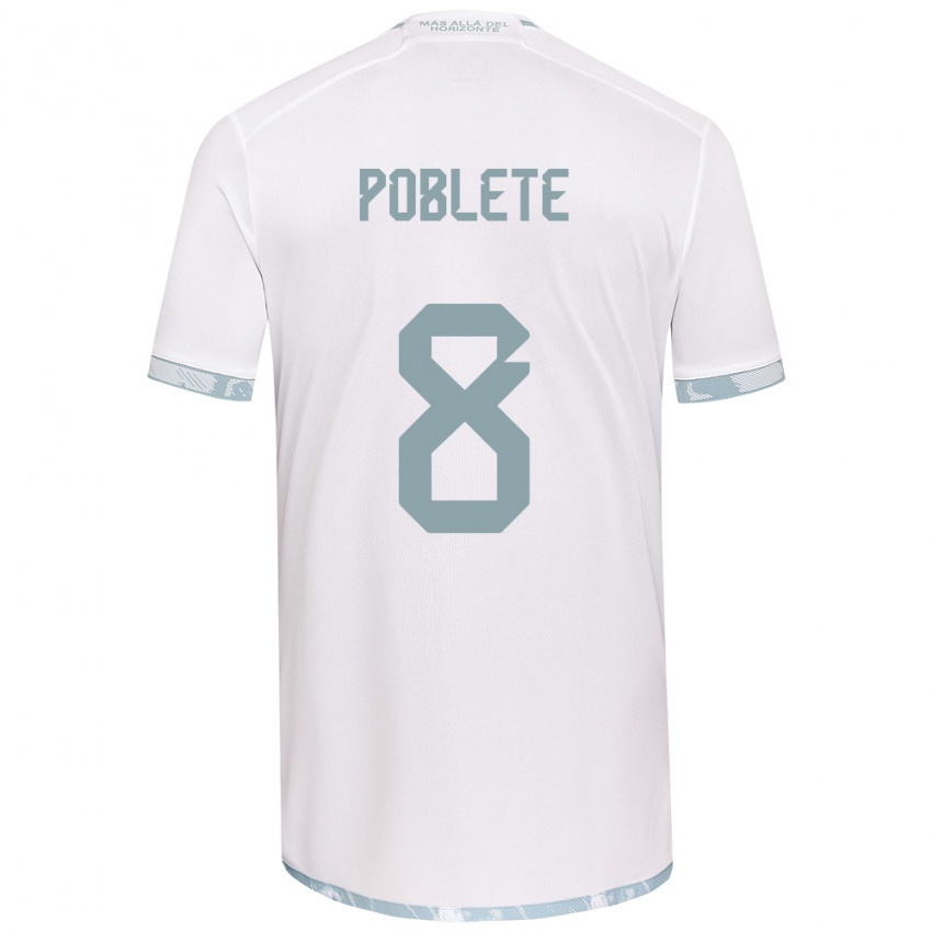 Kinder Israel Poblete #8 Weiß Grau Auswärtstrikot Trikot 2024/25 T-Shirt