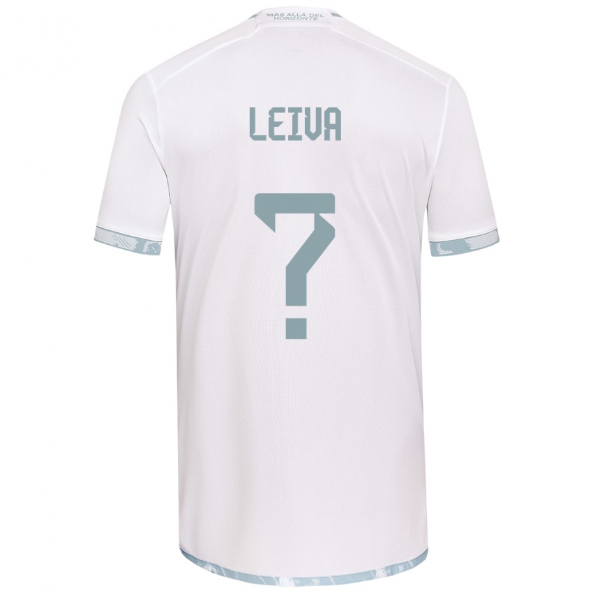 Kinder Sergio Leiva #0 Weiß Grau Auswärtstrikot Trikot 2024/25 T-Shirt