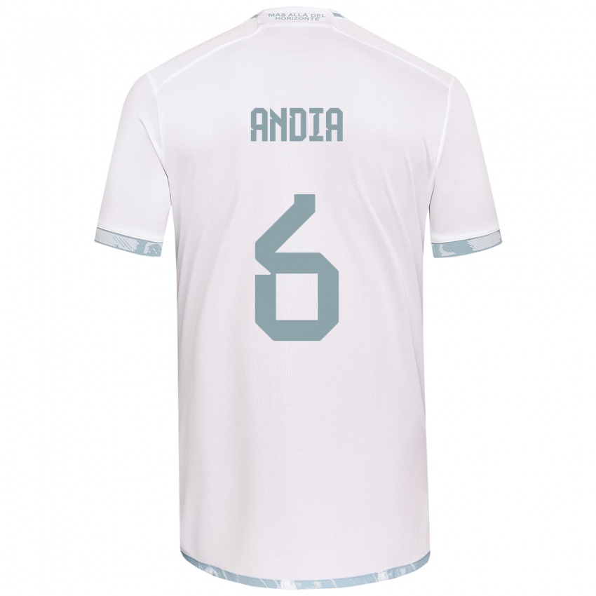 Kinder Yonathan Andía #6 Weiß Grau Auswärtstrikot Trikot 2024/25 T-Shirt