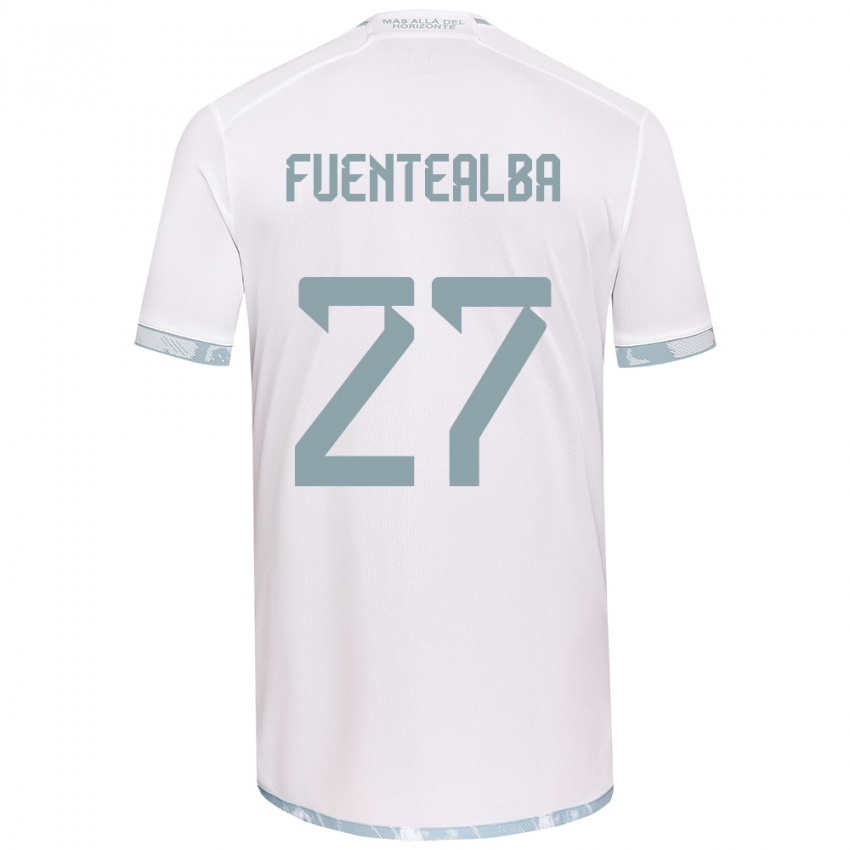 Kinder Jeison Fuentealba #27 Weiß Grau Auswärtstrikot Trikot 2024/25 T-Shirt