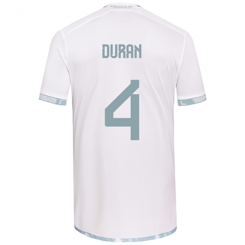 Kinder Ignacia Durán #4 Weiß Grau Auswärtstrikot Trikot 2024/25 T-Shirt