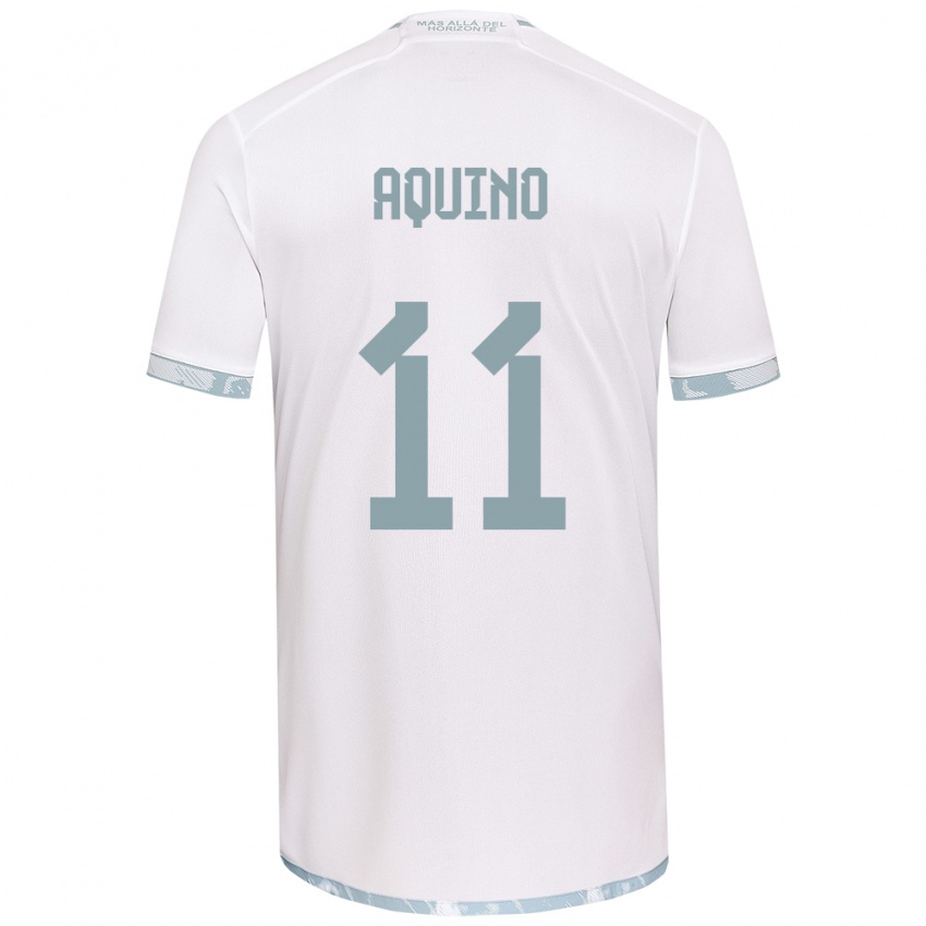 Kinder Yisel Aquino #11 Weiß Grau Auswärtstrikot Trikot 2024/25 T-Shirt