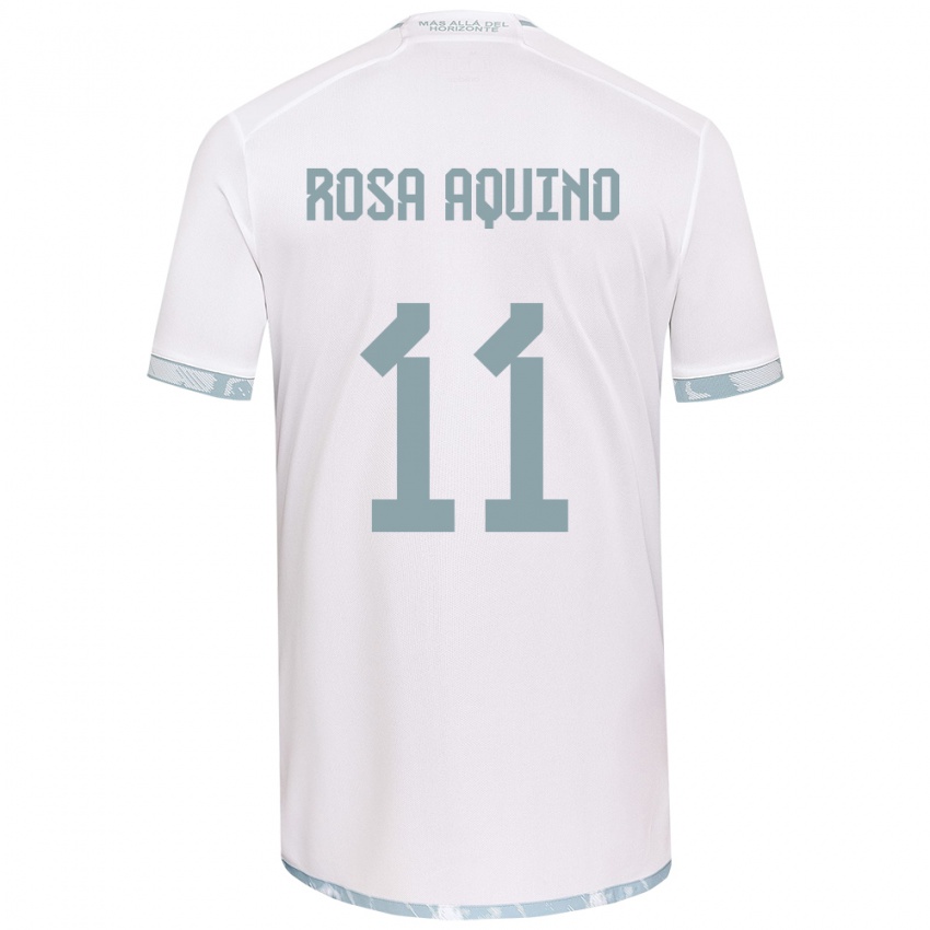 Kinder Rosa Aquino #11 Weiß Grau Auswärtstrikot Trikot 2024/25 T-Shirt