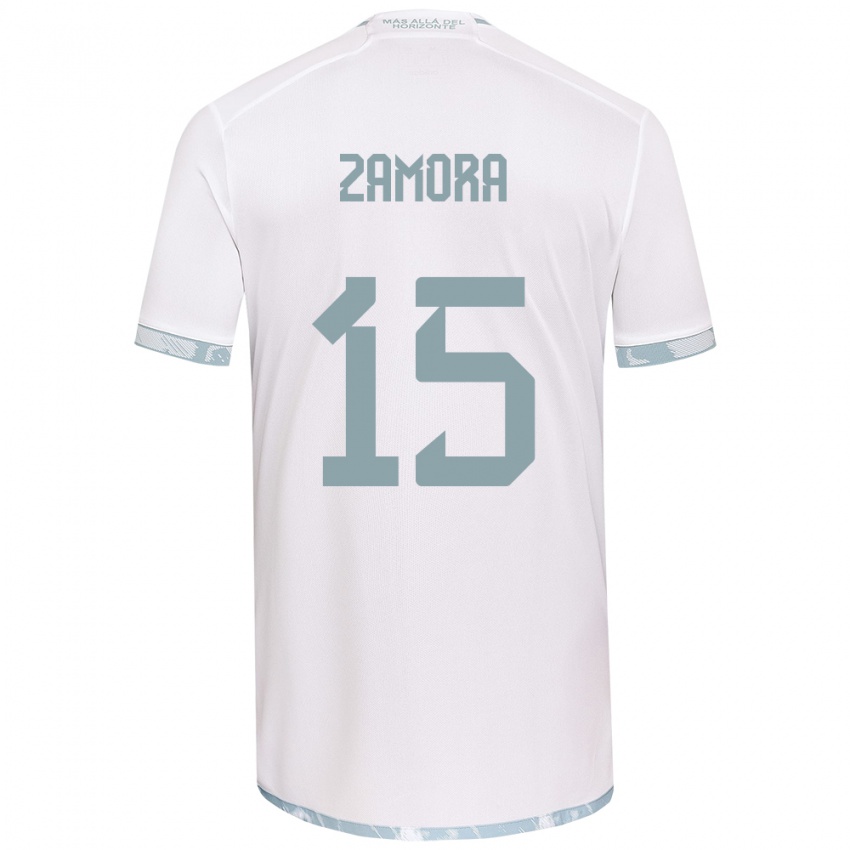 Kinder Daniela Zamora #15 Weiß Grau Auswärtstrikot Trikot 2024/25 T-Shirt