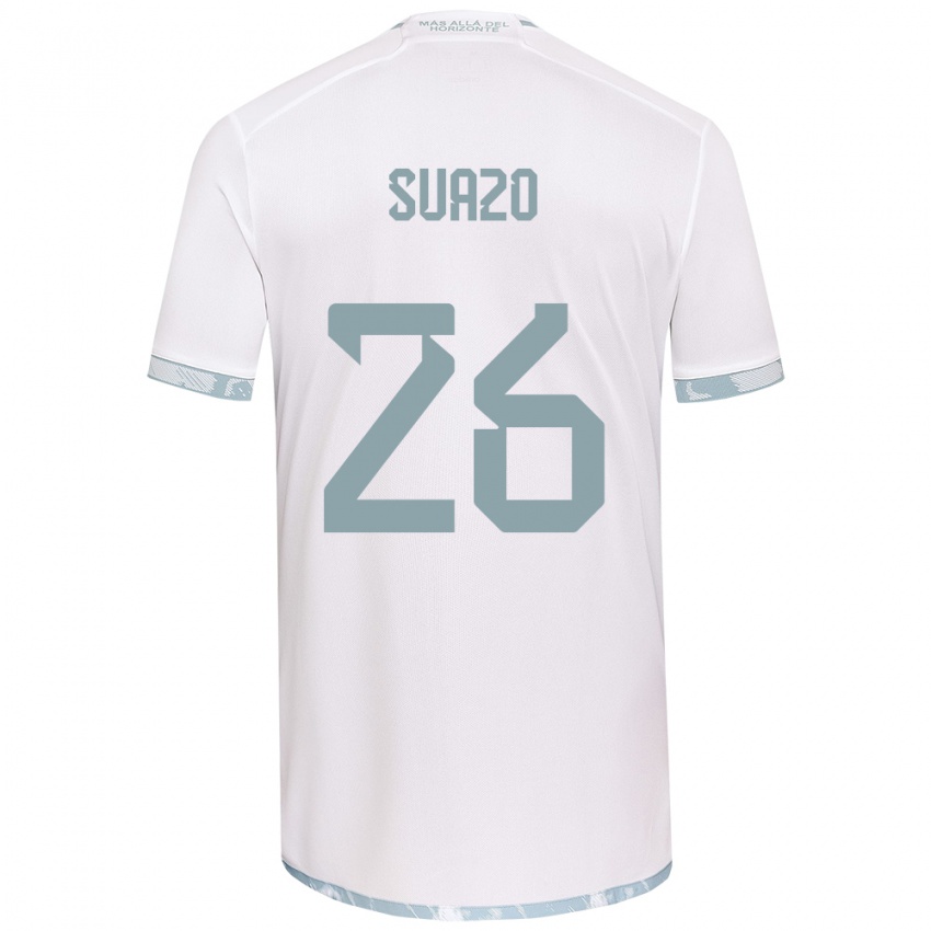 Kinder Gretzel Suazo #26 Weiß Grau Auswärtstrikot Trikot 2024/25 T-Shirt