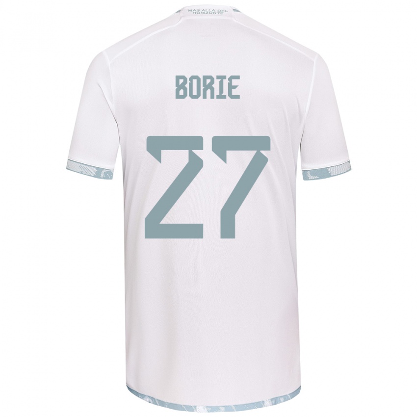 Kinder Emilie Borie #27 Weiß Grau Auswärtstrikot Trikot 2024/25 T-Shirt