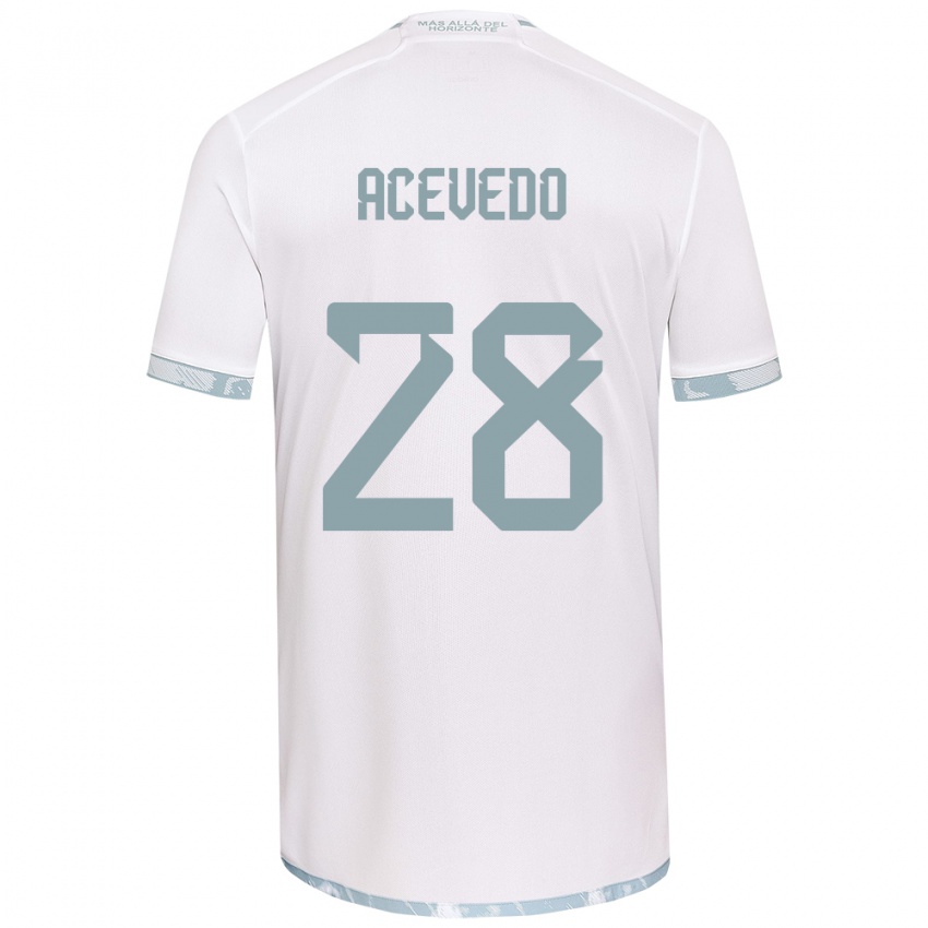 Kinder Florencia Acevedo #28 Weiß Grau Auswärtstrikot Trikot 2024/25 T-Shirt