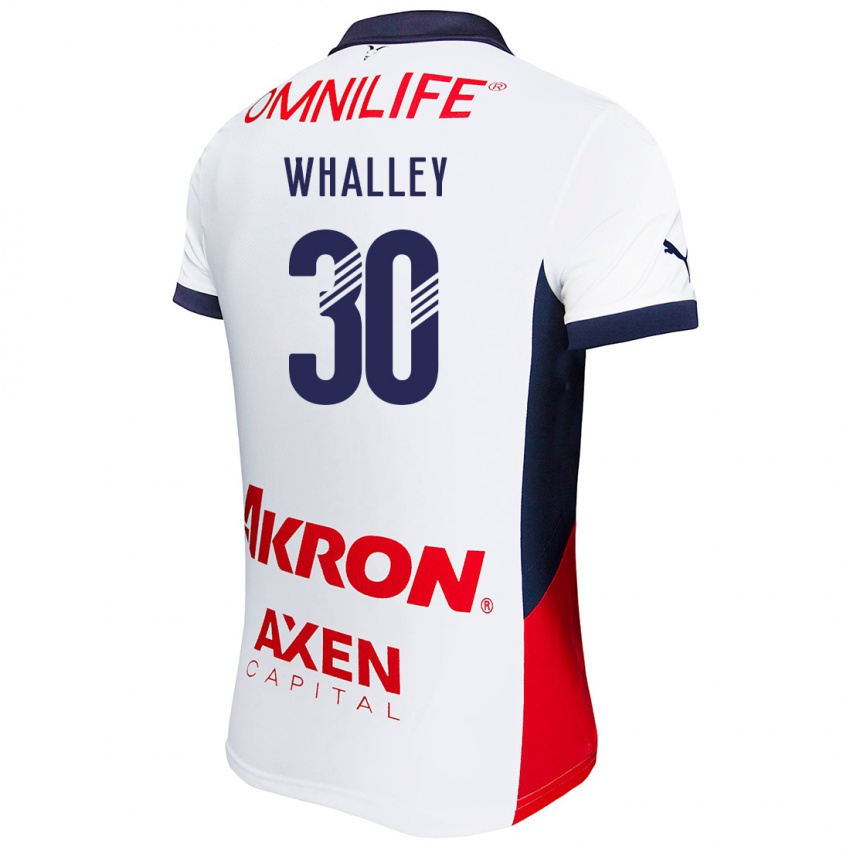 Kinder Óscar Whalley #30 Weiß Rot Blau Auswärtstrikot Trikot 2024/25 T-Shirt