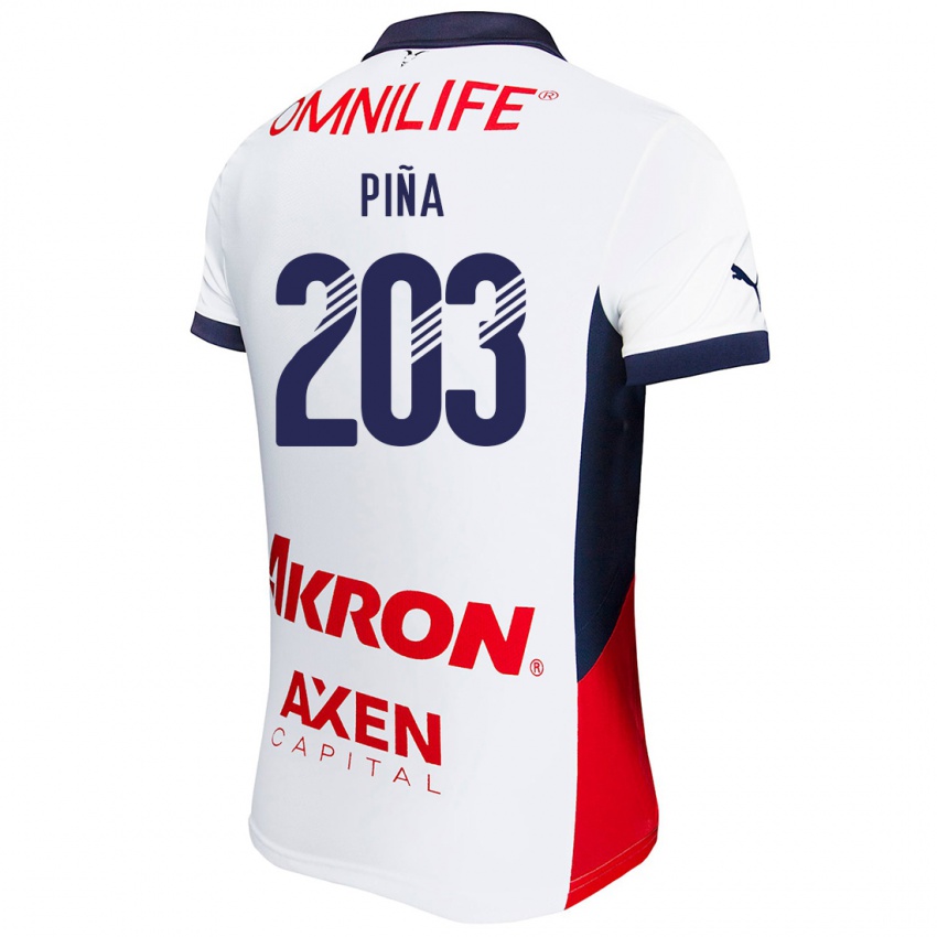 Kinder Fernando Piña #203 Weiß Rot Blau Auswärtstrikot Trikot 2024/25 T-Shirt