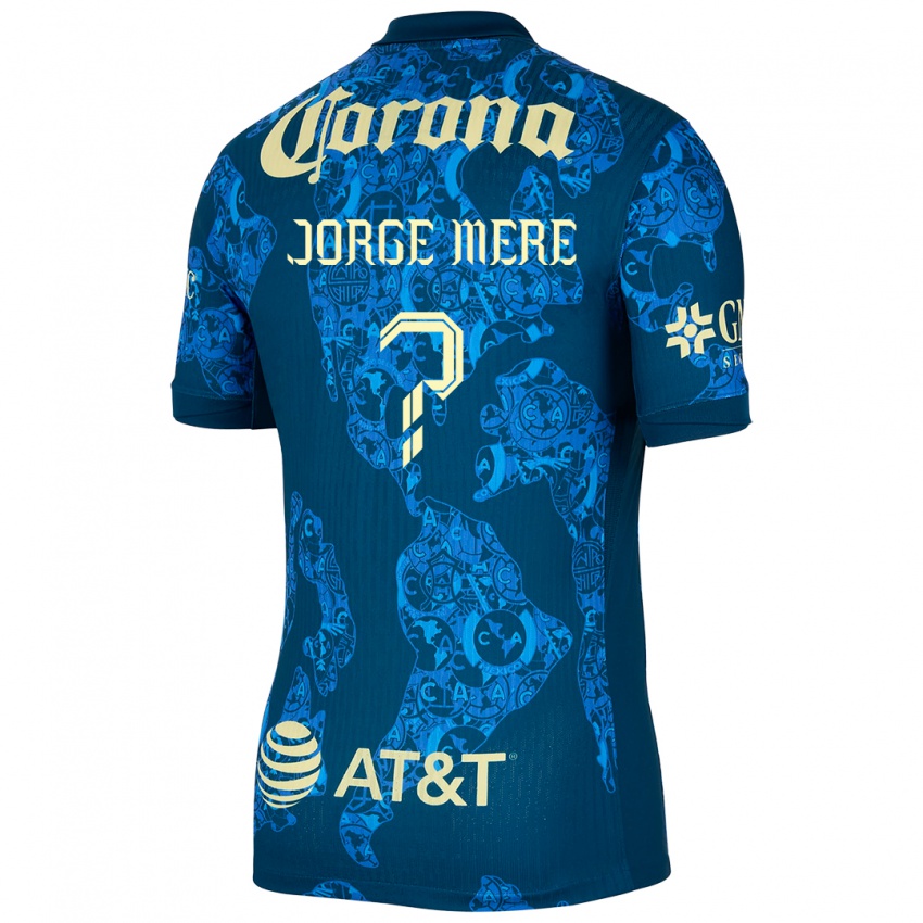 Kinder Jorge Meré #0 Blau Gelb Auswärtstrikot Trikot 2024/25 T-Shirt