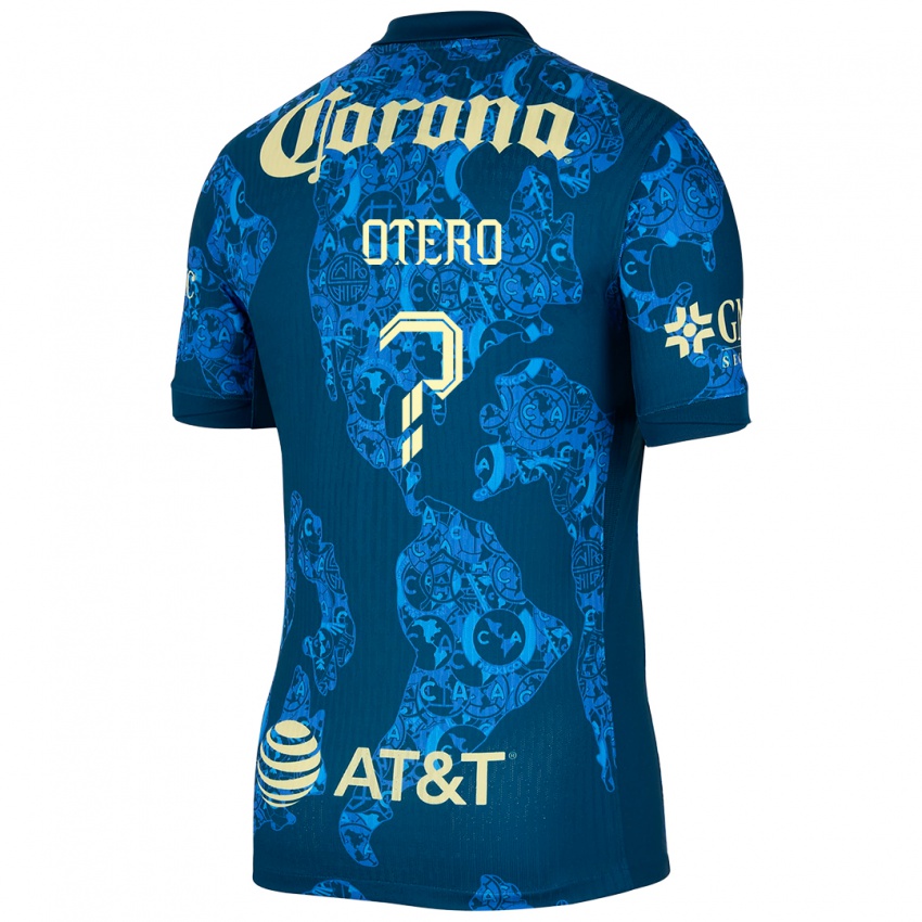 Kinder Juan Otero #0 Blau Gelb Auswärtstrikot Trikot 2024/25 T-Shirt