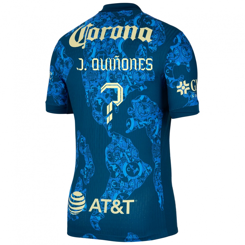 Kinder Julián Quiñones #0 Blau Gelb Auswärtstrikot Trikot 2024/25 T-Shirt