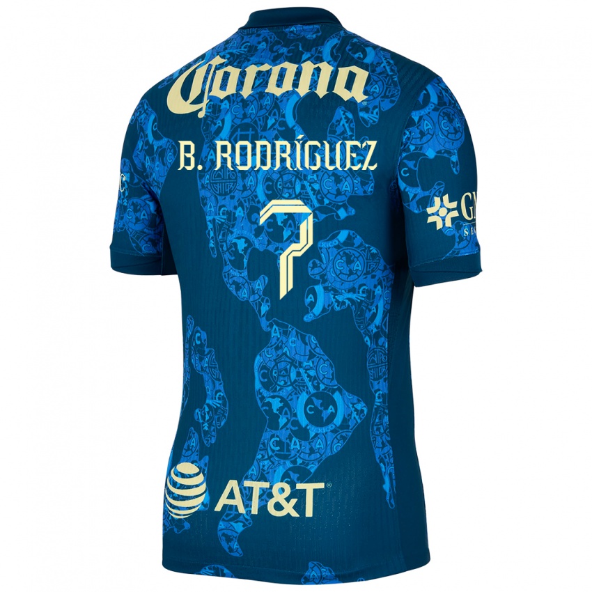 Kinder Brian Rodríguez #7 Blau Gelb Auswärtstrikot Trikot 2024/25 T-Shirt