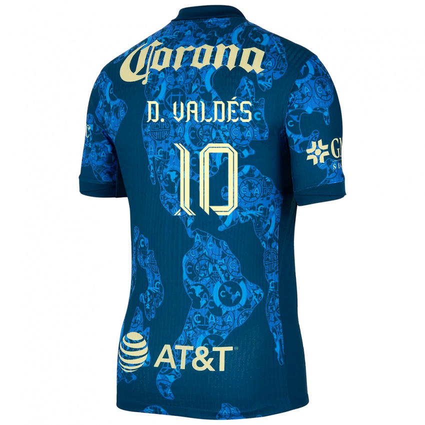 Kinder Diego Valdés #10 Blau Gelb Auswärtstrikot Trikot 2024/25 T-Shirt