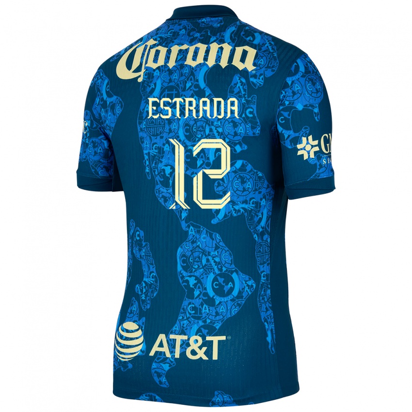 Kinder Jonathan Estrada #12 Blau Gelb Auswärtstrikot Trikot 2024/25 T-Shirt