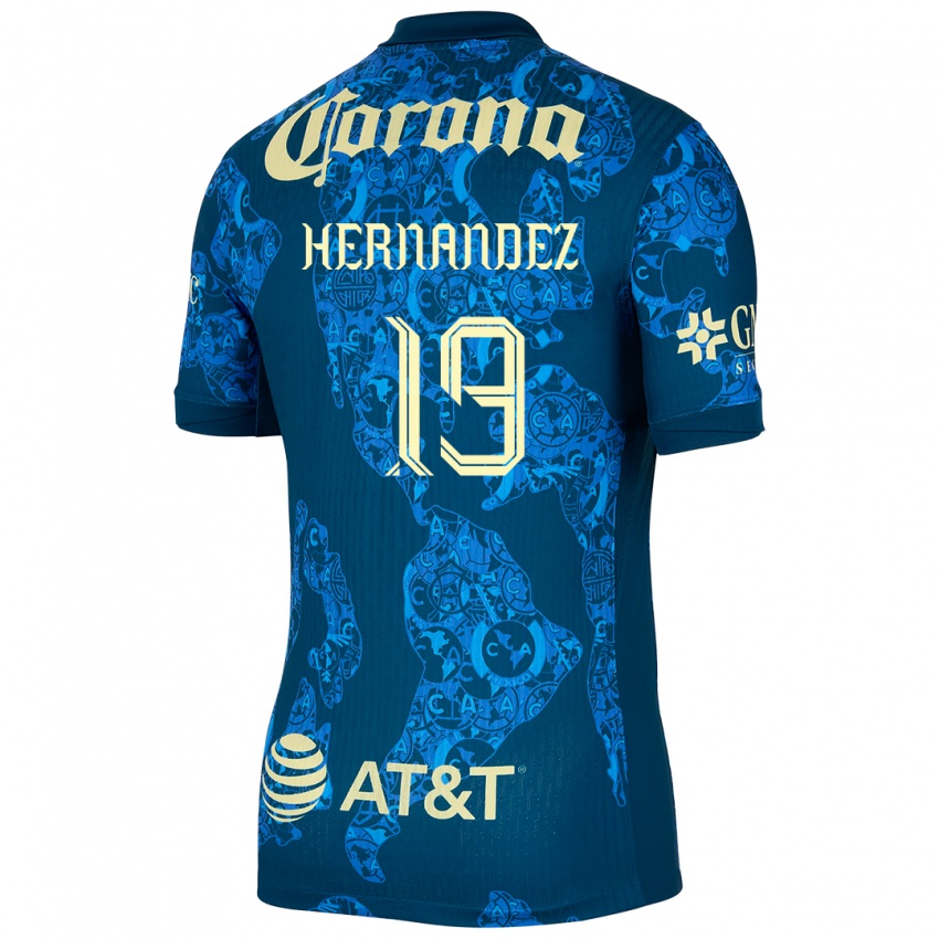 Kinder Illian Hernández #19 Blau Gelb Auswärtstrikot Trikot 2024/25 T-Shirt