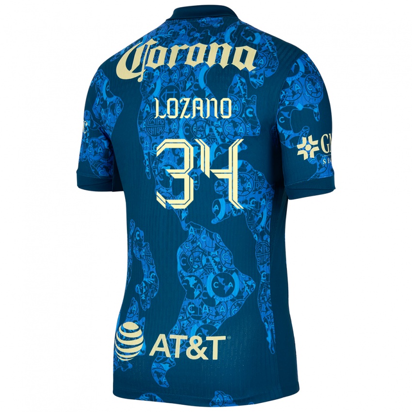 Kinder Esteban Lozano #34 Blau Gelb Auswärtstrikot Trikot 2024/25 T-Shirt