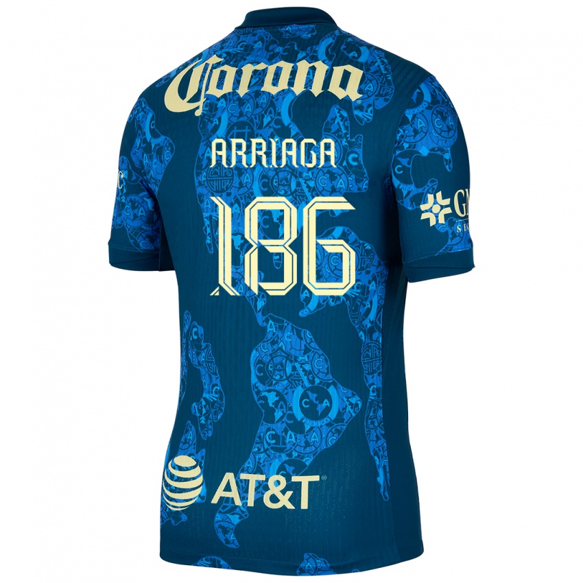 Kinder Diego Arriaga #186 Blau Gelb Auswärtstrikot Trikot 2024/25 T-Shirt