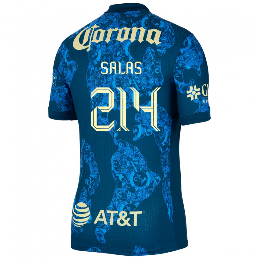 Kinder Patricio Salas #214 Blau Gelb Auswärtstrikot Trikot 2024/25 T-Shirt