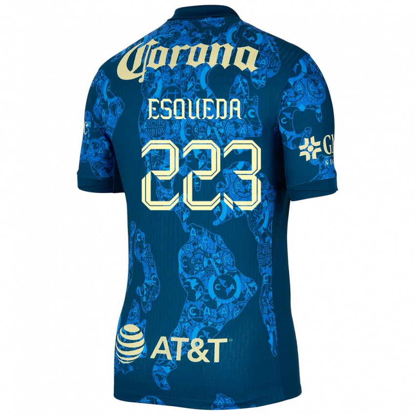 Kinder Diego Esqueda #223 Blau Gelb Auswärtstrikot Trikot 2024/25 T-Shirt