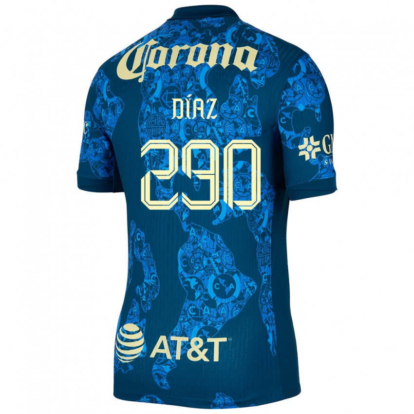 Kinder Julio Díaz #290 Blau Gelb Auswärtstrikot Trikot 2024/25 T-Shirt