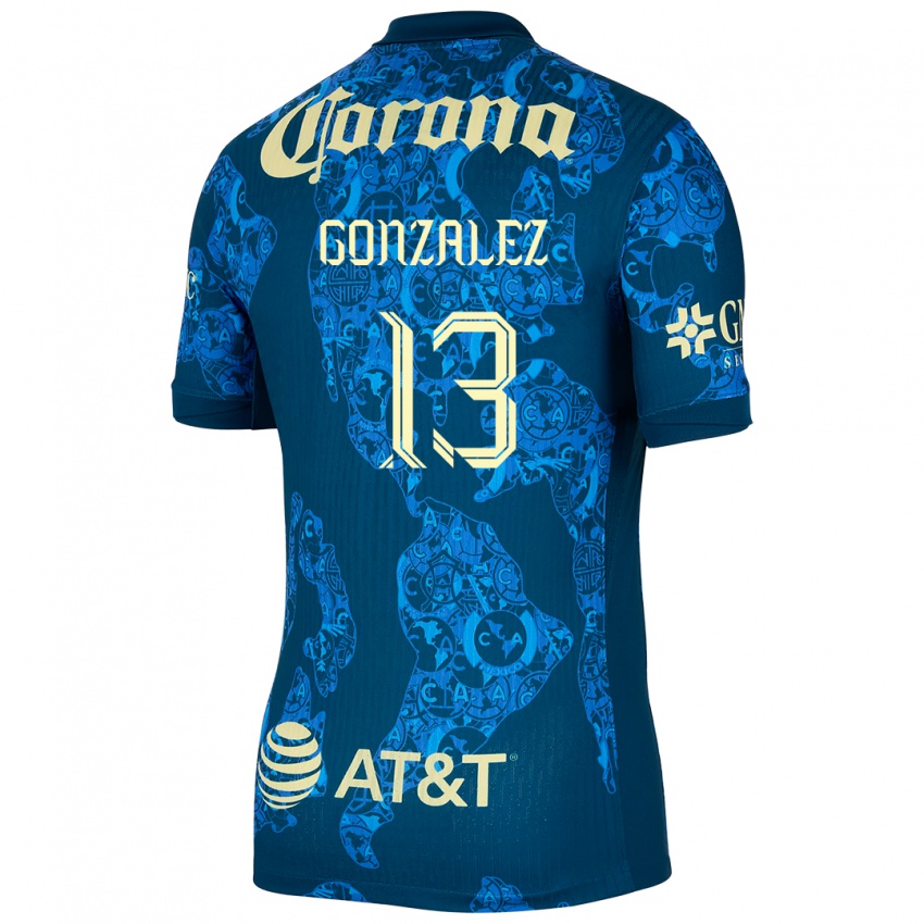 Kinder Eva Gonzalez #13 Blau Gelb Auswärtstrikot Trikot 2024/25 T-Shirt