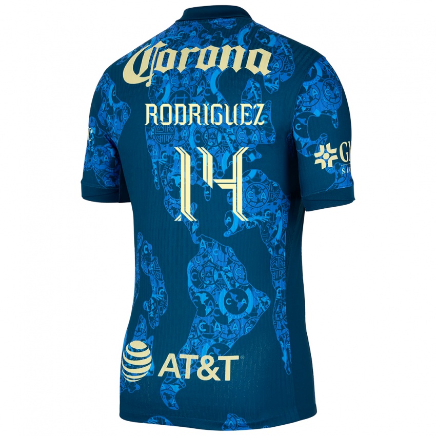 Kinder Monica Rodriguez #14 Blau Gelb Auswärtstrikot Trikot 2024/25 T-Shirt