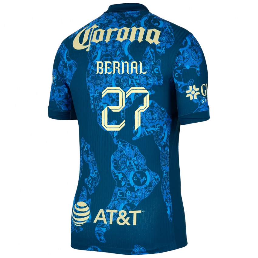 Kinder Mayra Pelayo Bernal #27 Blau Gelb Auswärtstrikot Trikot 2024/25 T-Shirt