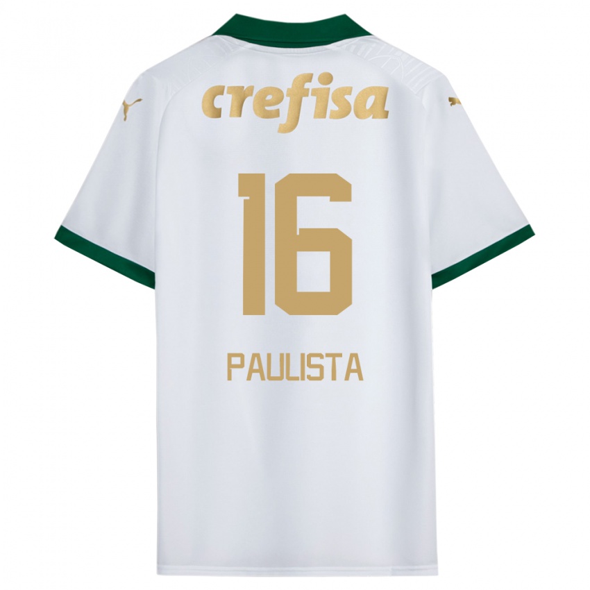 Kinder Caio Paulista #16 Weiß Grün Auswärtstrikot Trikot 2024/25 T-Shirt