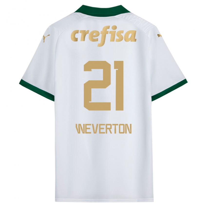 Kinder Weverton #21 Weiß Grün Auswärtstrikot Trikot 2024/25 T-Shirt