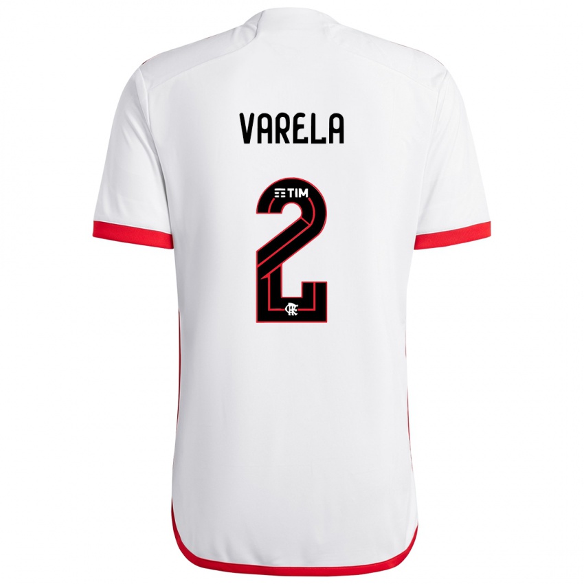 Kinder Guillermo Varela #2 Weiß Rot Auswärtstrikot Trikot 2024/25 T-Shirt