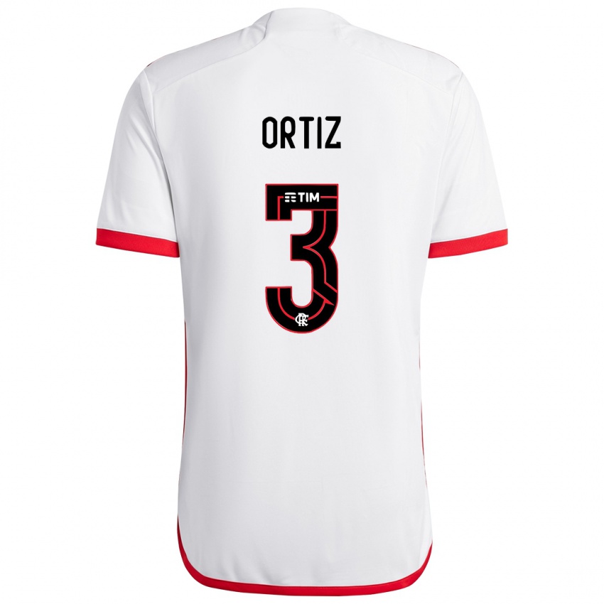 Kinder Léo Ortiz #3 Weiß Rot Auswärtstrikot Trikot 2024/25 T-Shirt