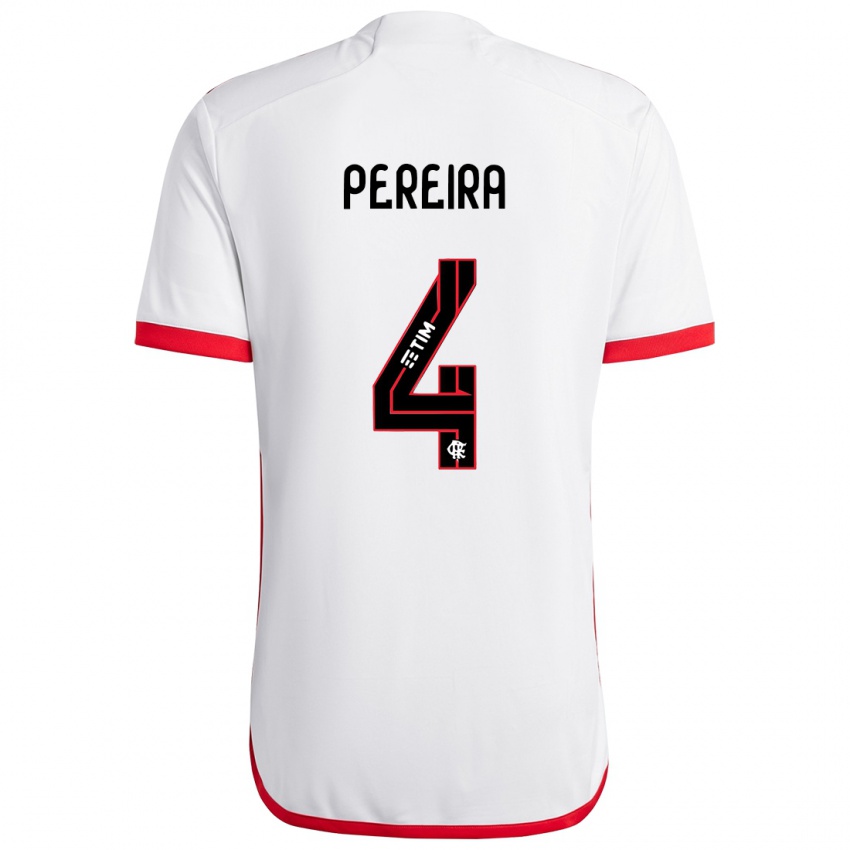 Kinder Leo Pereira #4 Weiß Rot Auswärtstrikot Trikot 2024/25 T-Shirt