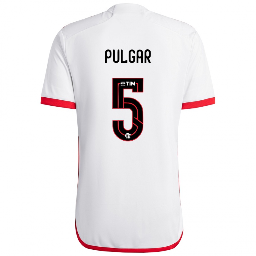 Kinder Erick Pulgar #5 Weiß Rot Auswärtstrikot Trikot 2024/25 T-Shirt