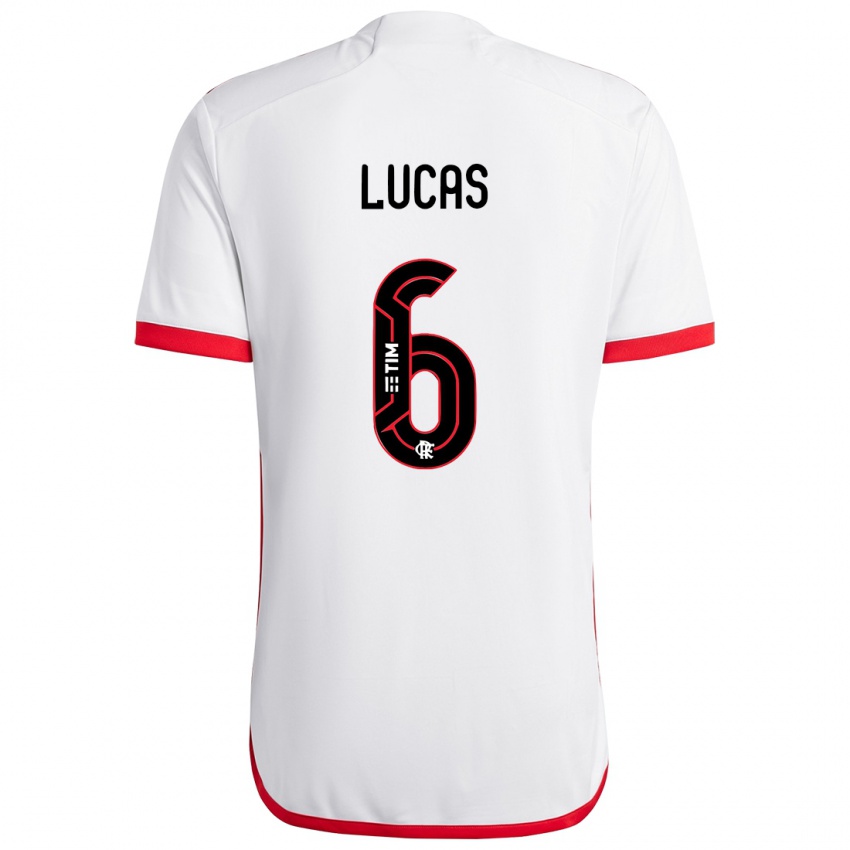 Kinder Ayrton Lucas #6 Weiß Rot Auswärtstrikot Trikot 2024/25 T-Shirt