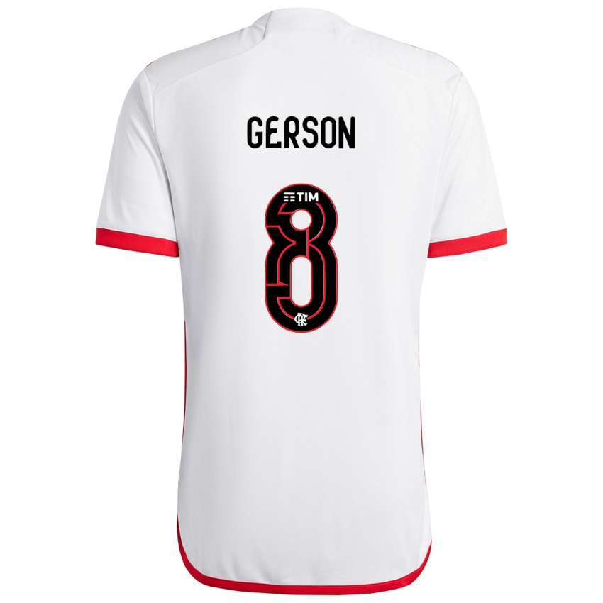 Kinder Gerson #8 Weiß Rot Auswärtstrikot Trikot 2024/25 T-Shirt