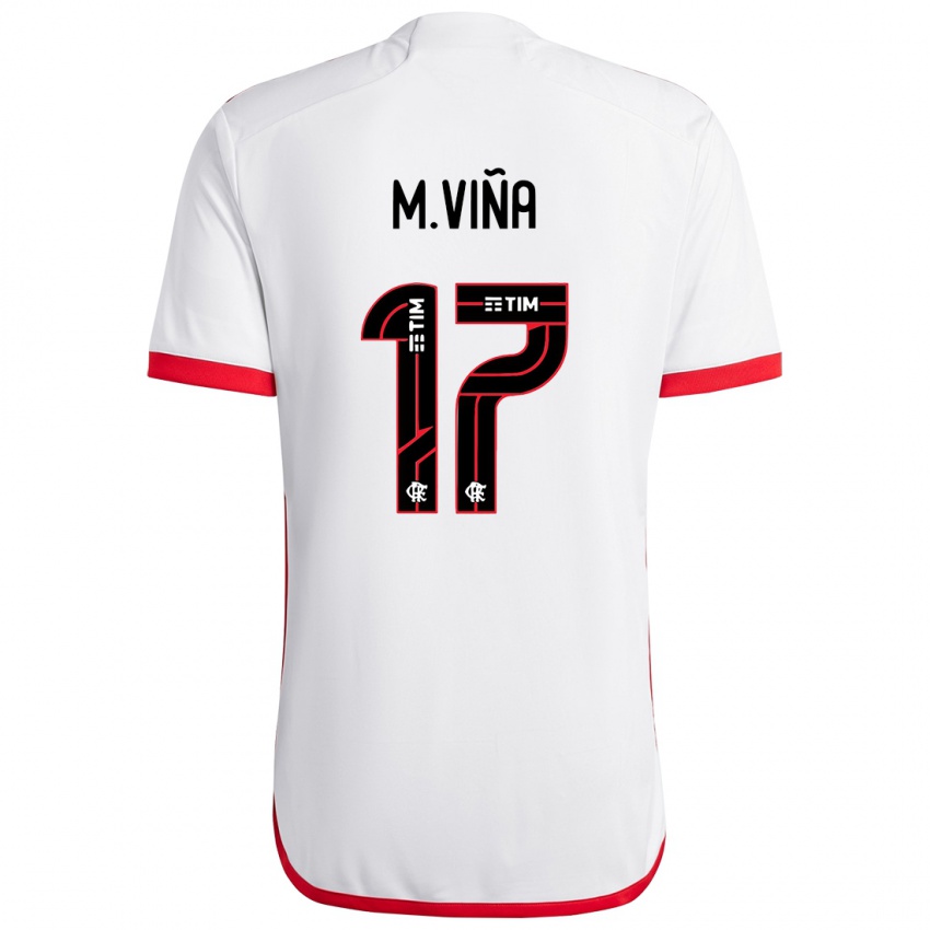 Kinder Matias Vina #17 Weiß Rot Auswärtstrikot Trikot 2024/25 T-Shirt