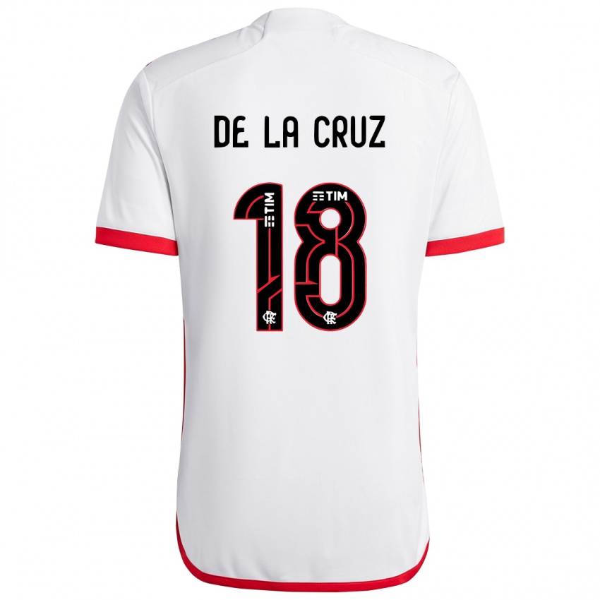 Kinder Nicolas De La Cruz #18 Weiß Rot Auswärtstrikot Trikot 2024/25 T-Shirt