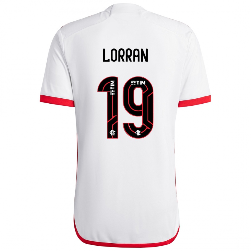 Kinder Lorran #19 Weiß Rot Auswärtstrikot Trikot 2024/25 T-Shirt