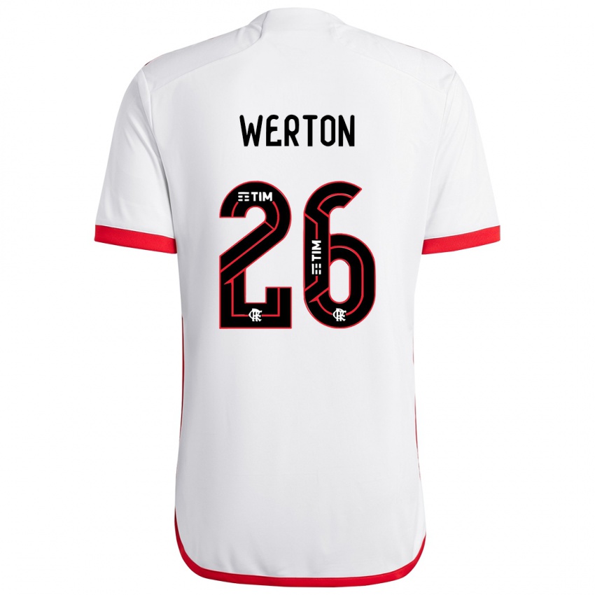 Kinder Werton #26 Weiß Rot Auswärtstrikot Trikot 2024/25 T-Shirt