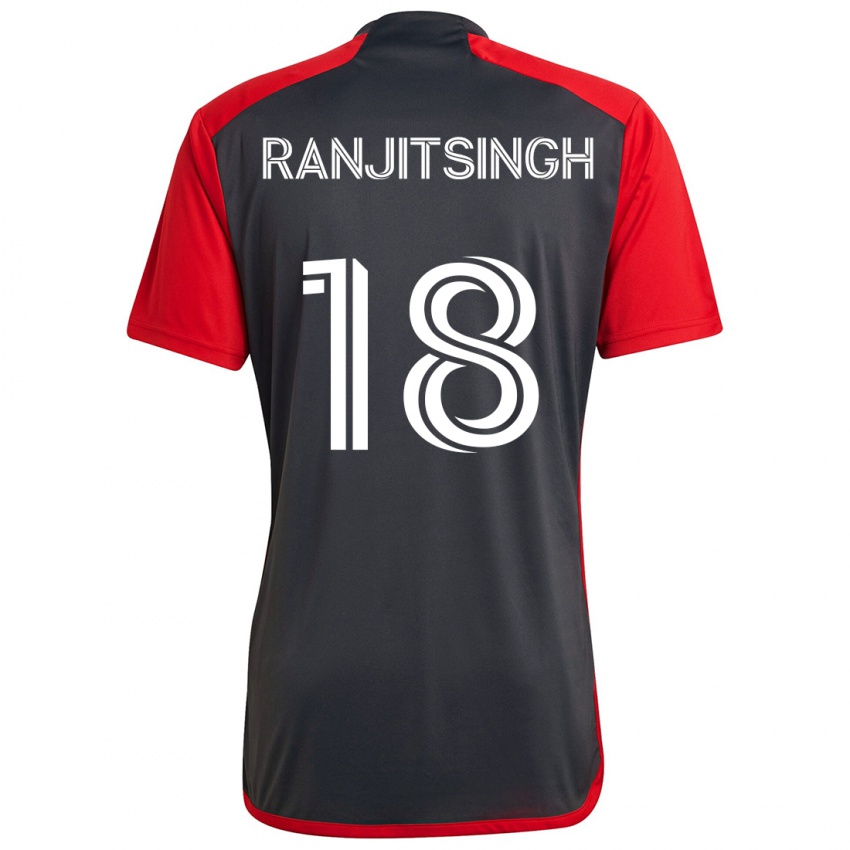 Herren Greg Ranjitsingh #18 Grau Rot Heimtrikot Trikot 2024/25 T-Shirt