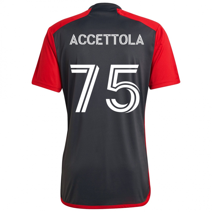 Herren Luca Accettola #75 Grau Rot Heimtrikot Trikot 2024/25 T-Shirt