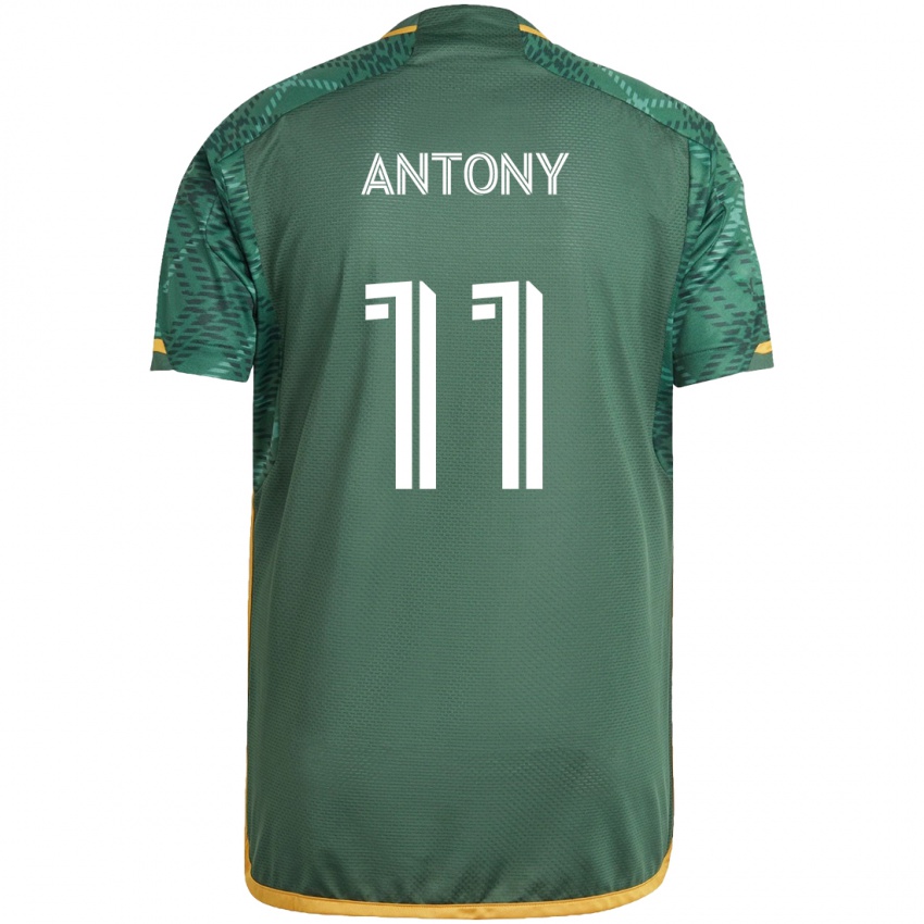 Herren Antony #11 Grün Orange Heimtrikot Trikot 2024/25 T-Shirt