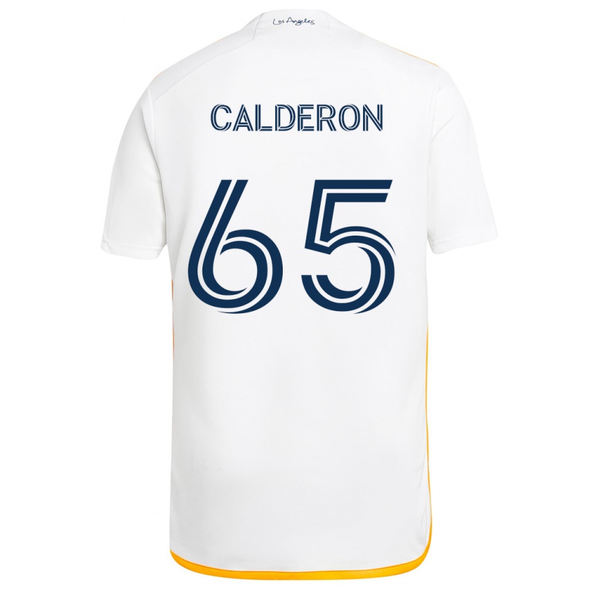 Herren Juan Calderón #65 Weiß Gelb Heimtrikot Trikot 2024/25 T-Shirt