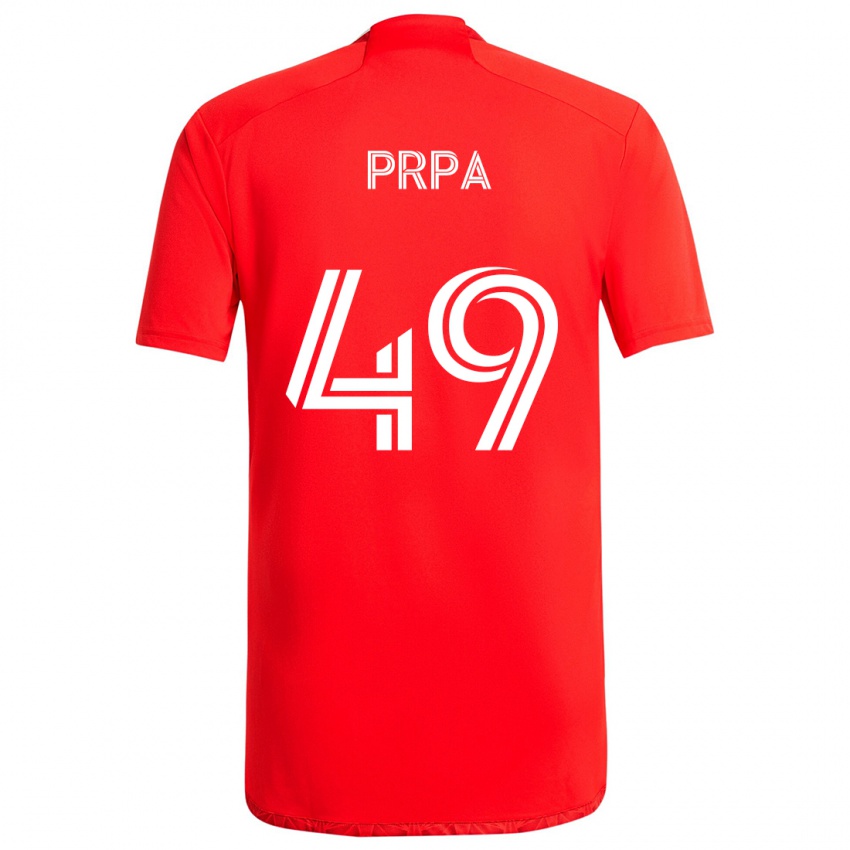 Herren Luka Prpa #49 Rot-Weiss Heimtrikot Trikot 2024/25 T-Shirt