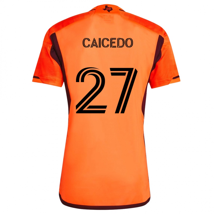 Herren Luis Caicedo #27 Orange Schwarz Heimtrikot Trikot 2024/25 T-Shirt